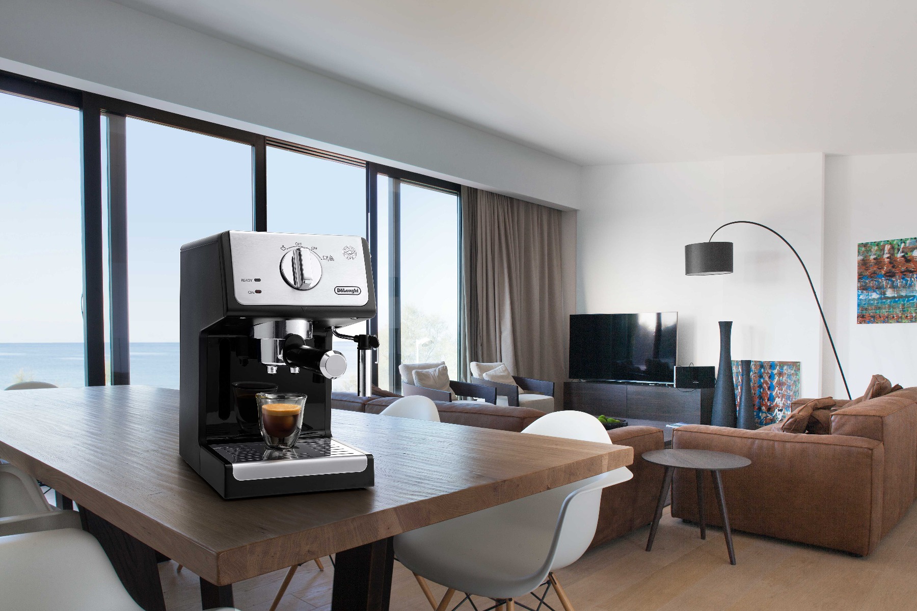 pump espresso coffee machines in living room