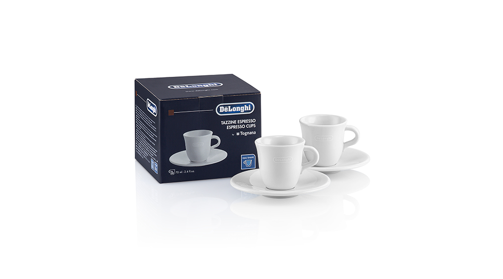 Delonghi tognana porcelaine espresso cups DLSC308 feature 1 product image with packaging 